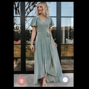 Baltic Born Green Ribbed Velvet dress